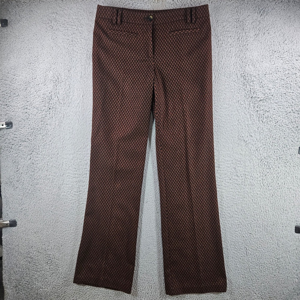 Leifsdottir Anthropologie Brown Geometric Print Dress Pants Womens 6 High Rise
